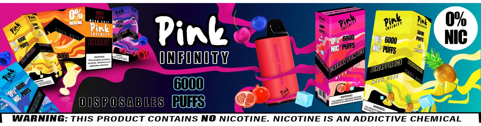 Pink Infinity 0% Nicotine 6000 Puffs Disposables